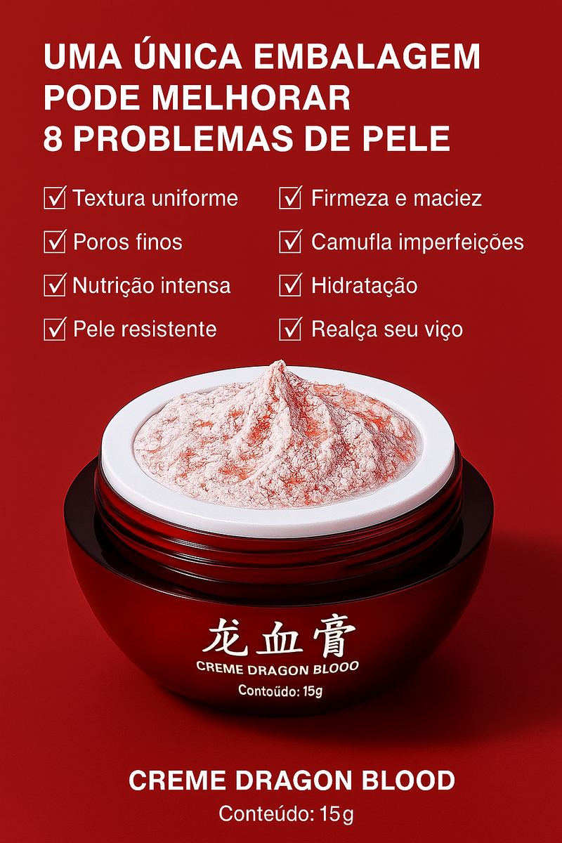 Creme Facial Dragon’s Blood com Retinol e Placenta – Firmeza, Clareamento e Rejuvenescimento da Pele