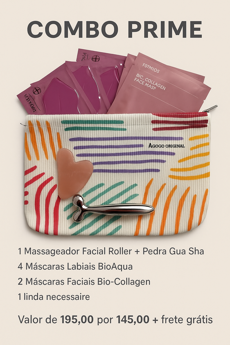 Combo prime de Beleza Completa com necessaire – Hidratação, Firmeza e Glow Natural