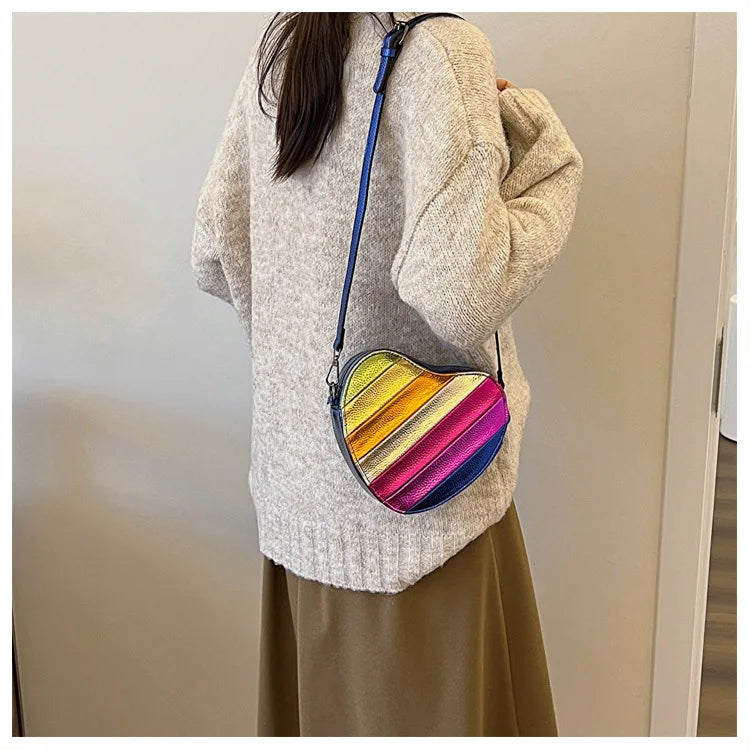 Bolsa Coração Rainbow Mini Dopamine– Estilo Colorido e Design Exclusivo