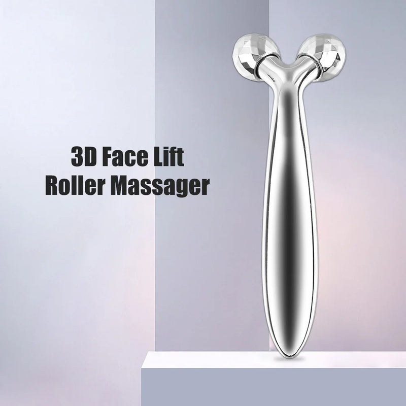 Massageador roller Y 3d e pedra Guasha para lifting