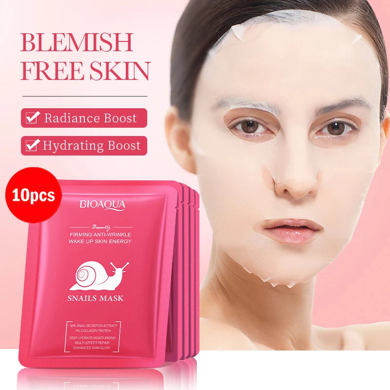 BIOAQUA Máscara Facial com Ácido Hialurônico, Retinol e Extrato de Caracol e cúrcuma