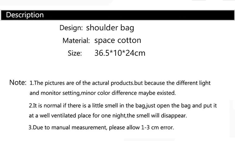 Bolsa Space Cotton — Estilo Sofisticado e Conforto para o Inverno