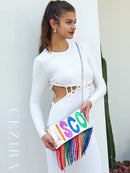 Clutch de Luxo Dopamine com Franjas e Paetês — Estilo Brilhante para Arrasar em Qualquer Ocasião