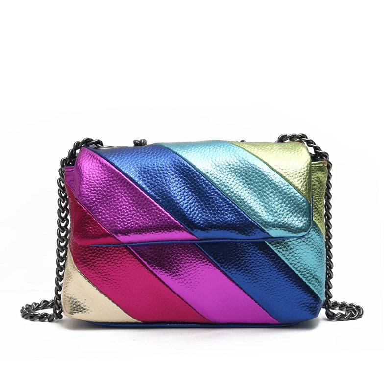 Bolsa Colorida dopamine – Estilo Funky com Corrente Metálica e Design Único!