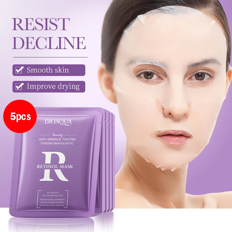 BIOAQUA Máscara Facial com Ácido Hialurônico, Retinol e Extrato de Caracol e cúrcuma