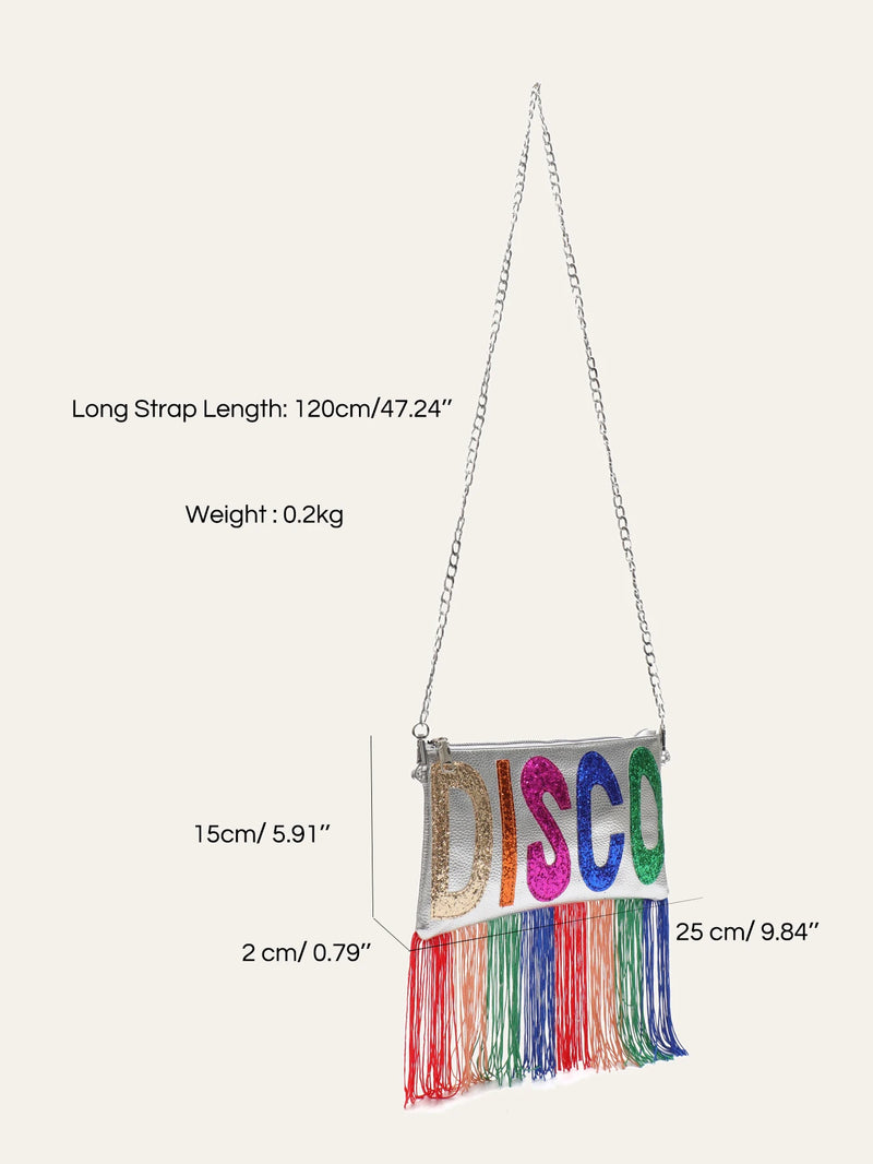 Clutch de Luxo Dopamine com Franjas e Paetês — Estilo Brilhante para Arrasar em Qualquer Ocasião