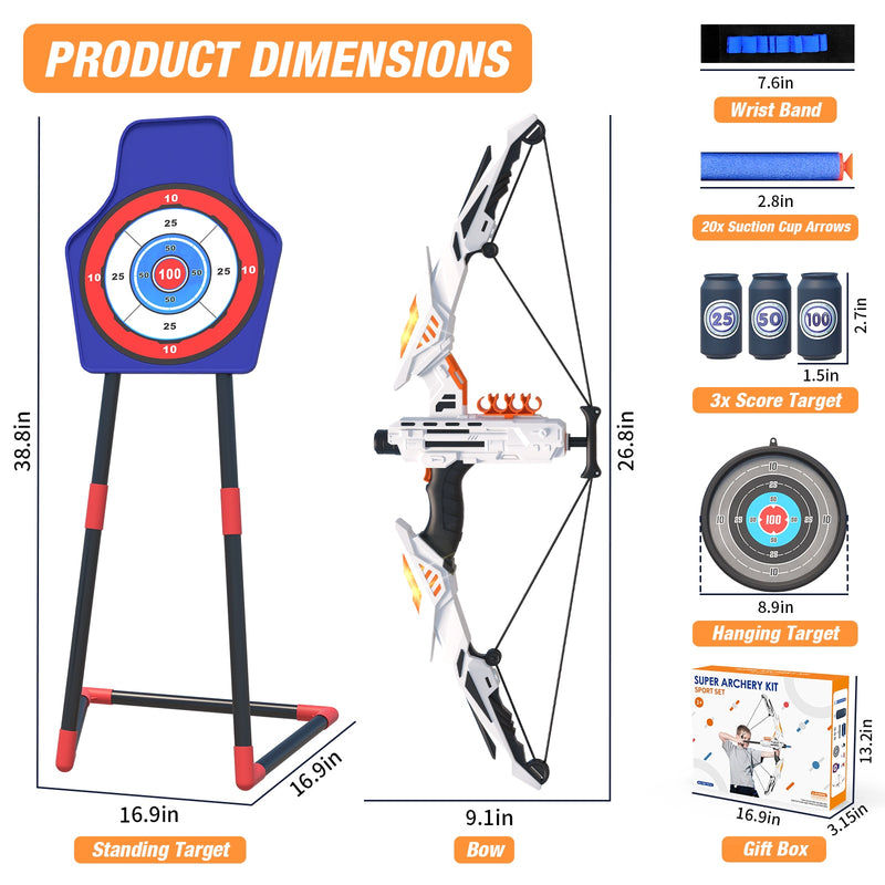 Brinquedo arco e flecha arqueiro com LED