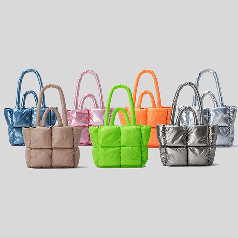 Bolsa puffer nylon acolchoada luxuosa