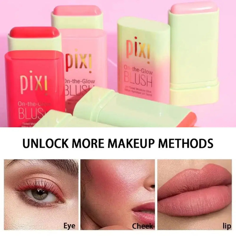 3 em 1 Blush Pixi Stick Hidratante com Cor – Para Bochechas, Lábios e Contorno!