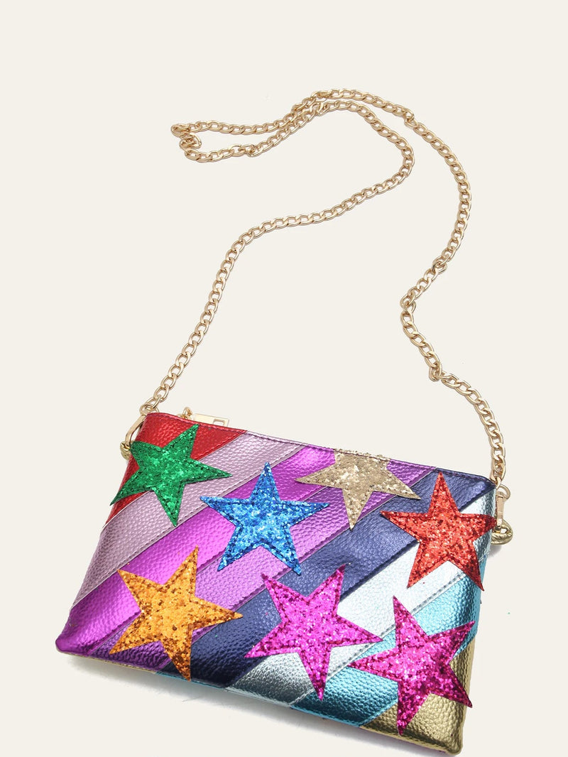 Bolsa Clutch Dopamine Estrelas – Brilho e Estilo