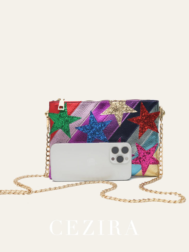 Bolsa Clutch Dopamine Estrelas – Brilho e Estilo