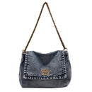 Bolsa Jeans com Corrente – Estilo Casual e Espaço de Sobra para o Dia a Dia