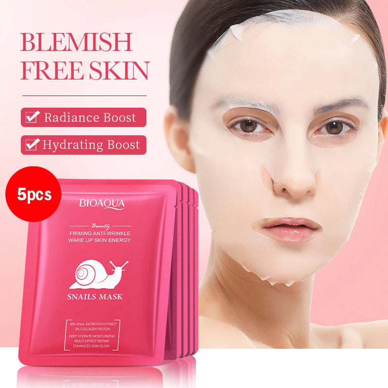 BIOAQUA Máscara Facial com Ácido Hialurônico, Retinol e Extrato de Caracol e cúrcuma