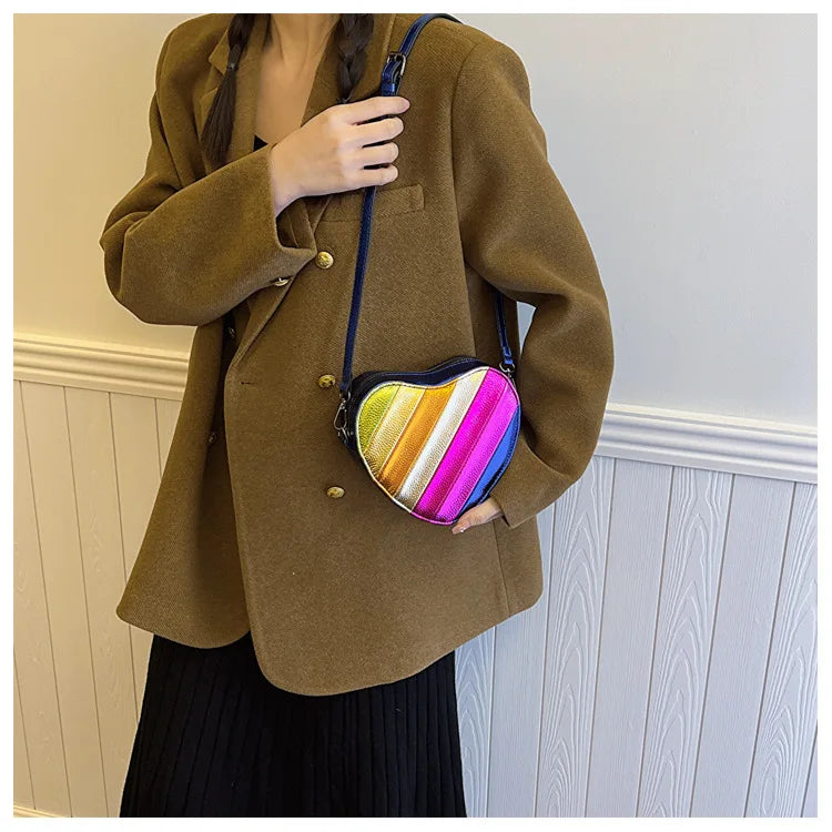 Bolsa Coração Rainbow Mini Dopamine– Estilo Colorido e Design Exclusivo