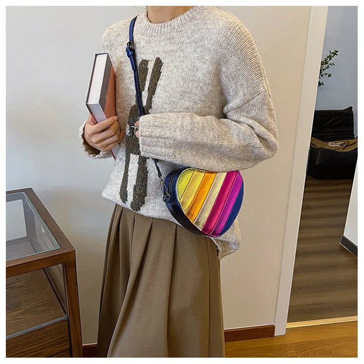 Bolsa Coração Rainbow Mini Dopamine– Estilo Colorido e Design Exclusivo