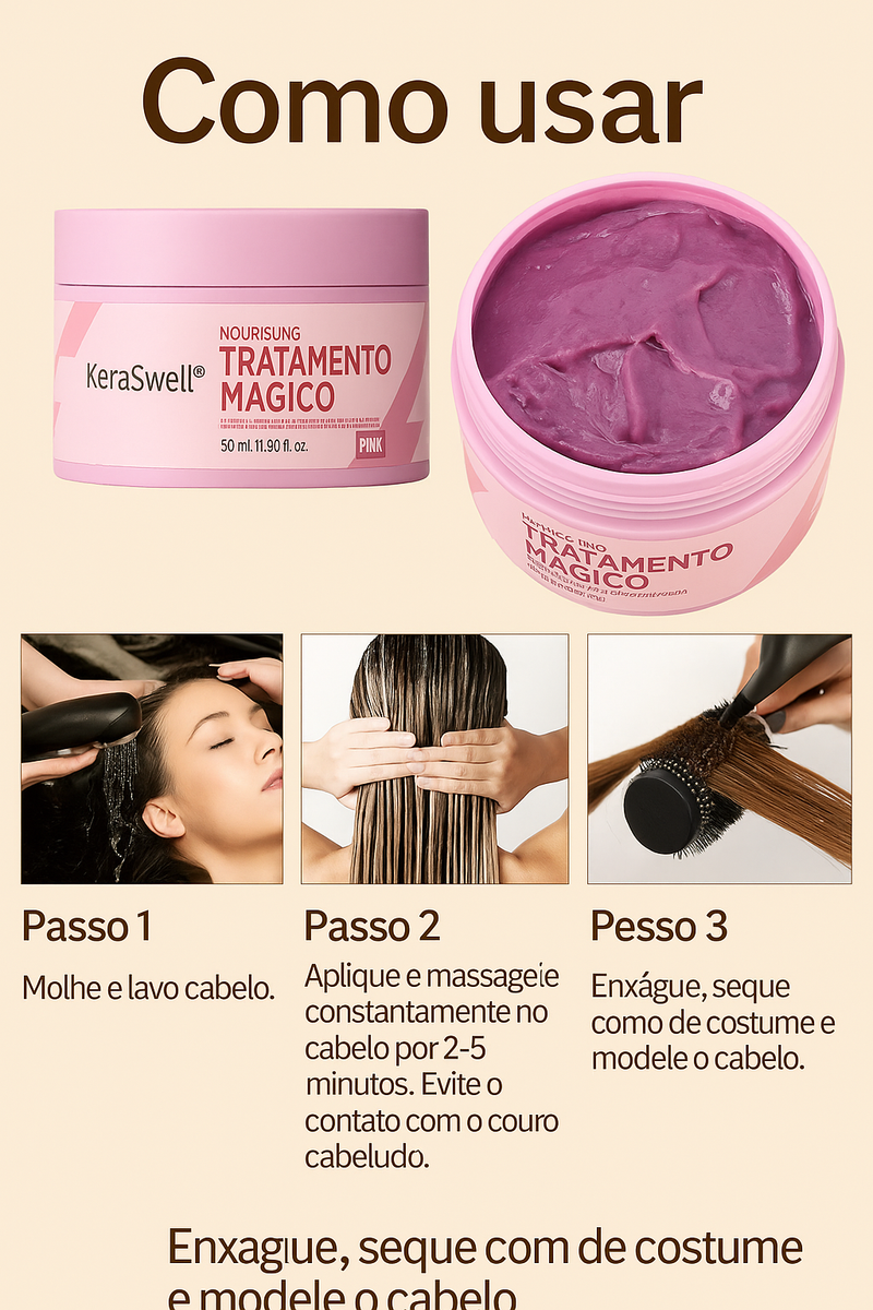 Máscara Capilar Mágica – Queratina Nutritiva 5 minutos